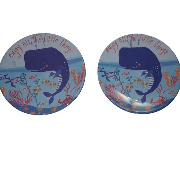 Patina Vie Kids Melamine Plates Whale‎ Ocean Sea life Enjoy the Little Things - Picture 1 of 5
